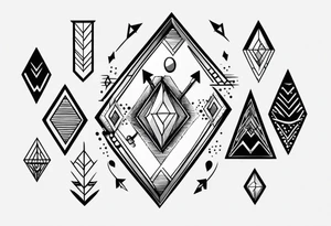 minimalist arrow with diamond shaped arrowhead tattoo idea