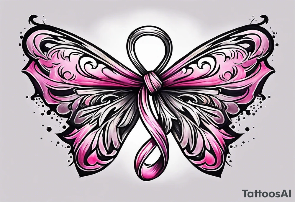 Sagebrush breast cancer ribbon tattoo idea
