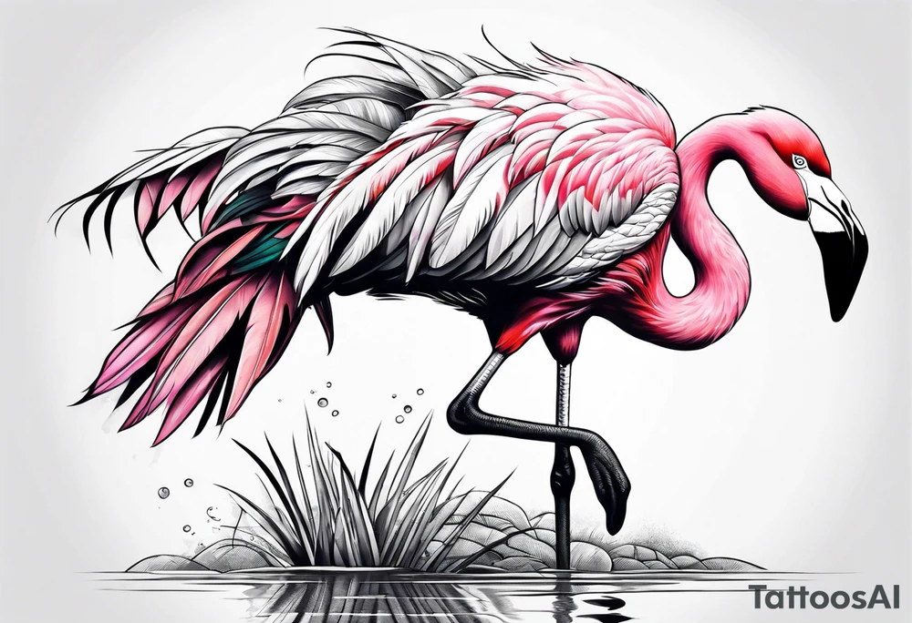 cute flamingo tattoo idea