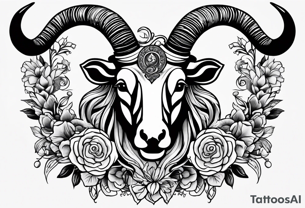 Aries horns with date 04-02-85 tattoo idea