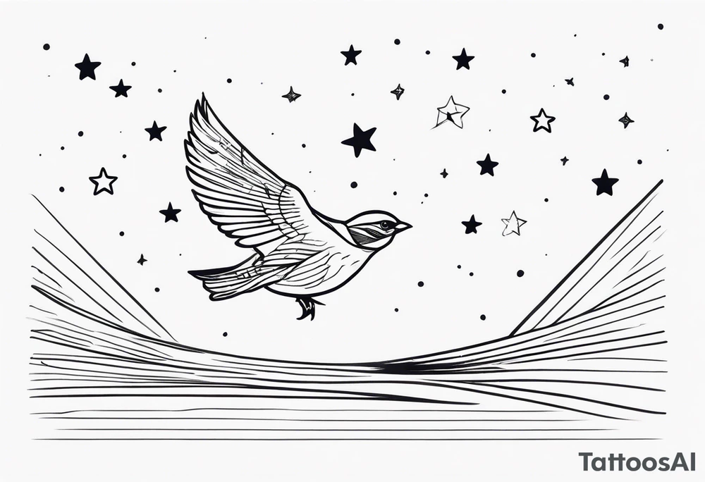 Line up neck with sparrow and the saying keep your feet on the ground and your eyes on the stars tattoo idea