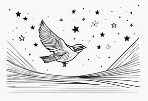 Line up neck with sparrow and the saying keep your feet on the ground and your eyes on the stars tattoo idea