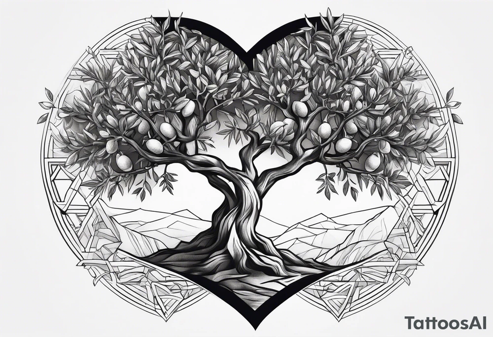 Olive tree 
Geometric heart tattoo idea