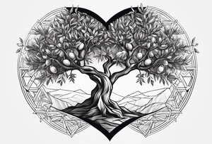 Olive tree 
Geometric heart tattoo idea