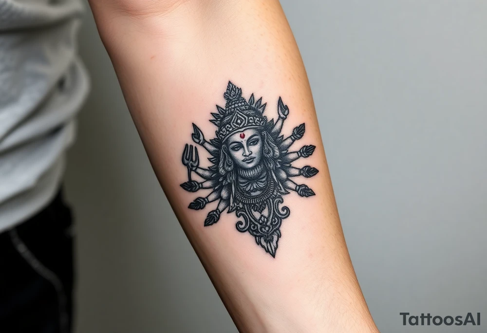 hindu god tattoo that shows strength and is trippy tattoo idea