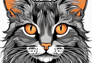 A Maine coon cat, a orange long hair cat, a shorthair black gray tattoo idea