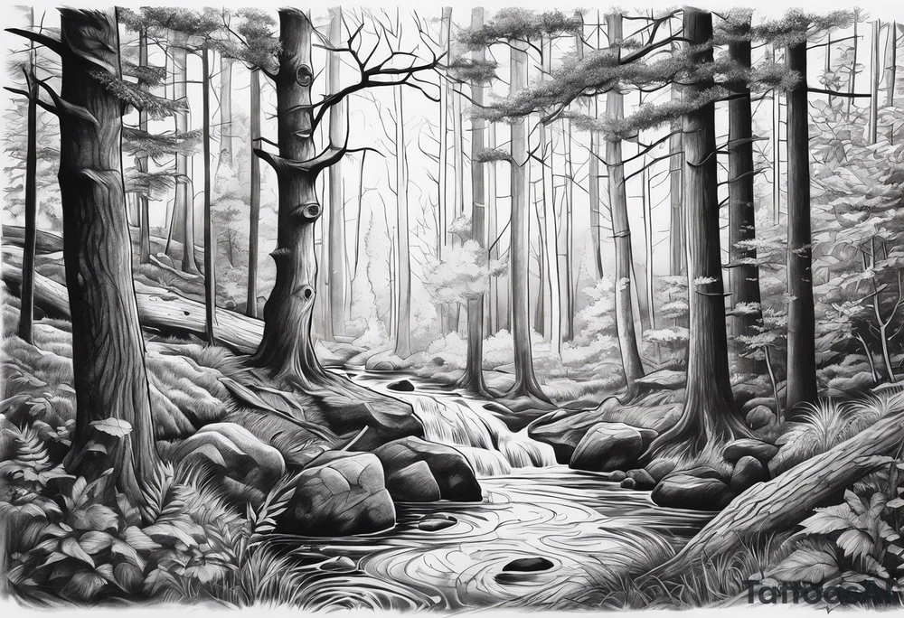 Woodland scene tattoo idea