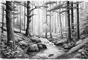 Woodland scene tattoo idea