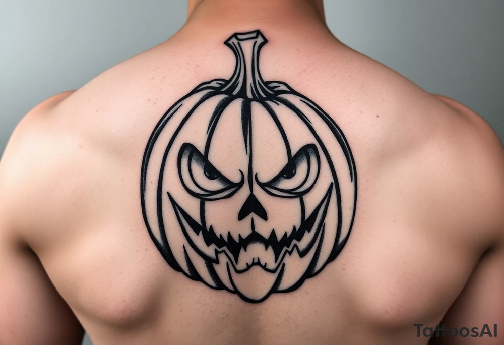Spooky carved pumpkin 
With sad evil tattoo idea