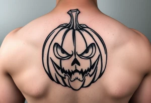 Spooky carved pumpkin 
With sad evil tattoo idea