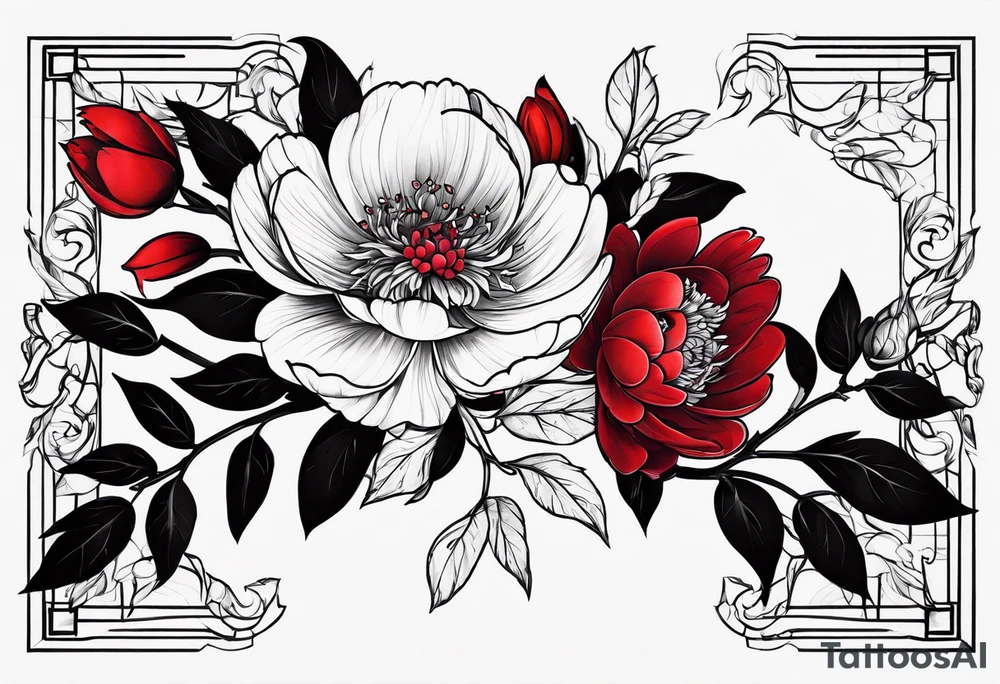 red peony tattoo idea