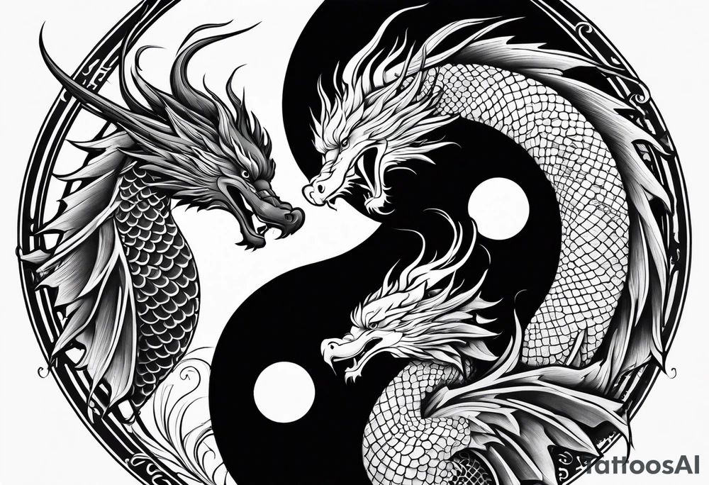 Yin and yang with dragon and phoenix tattoo idea