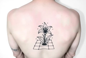 bathroom with lily coming up out of tile floor tattoo idea