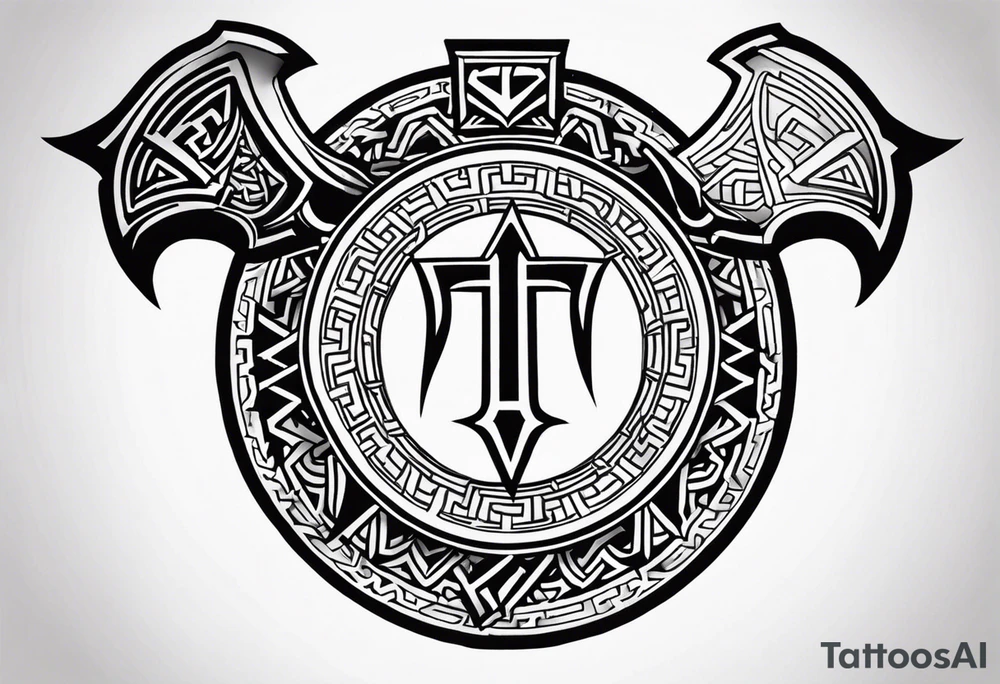 Valhalla berserker round shield axe
Valknut tattoo idea