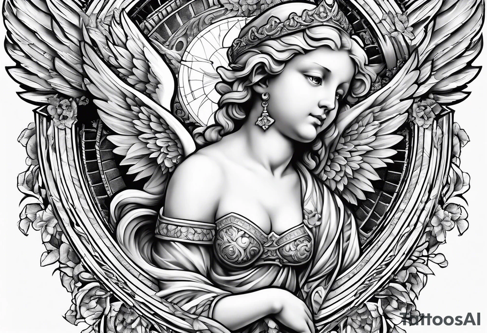 renaissance style cherub full body tattoo idea