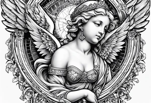 renaissance style cherub full body tattoo idea