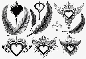 heart and feather on scales tattoo idea