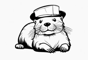 otter with a party hat tattoo idea