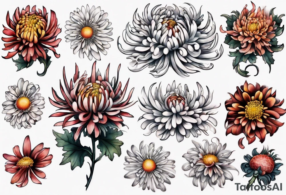 chrysanthemum Sleeve tattoo idea