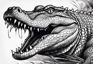 Arm sleeve with alligators and lightning tattoo idea