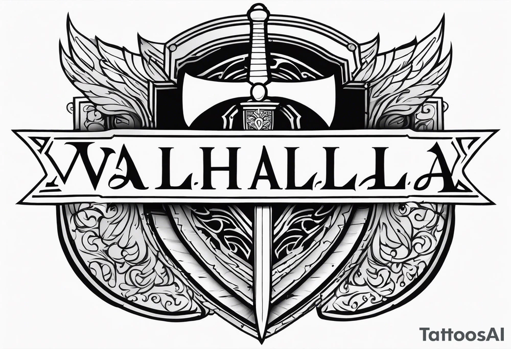 Valhalla Stairs sword shield tattoo idea