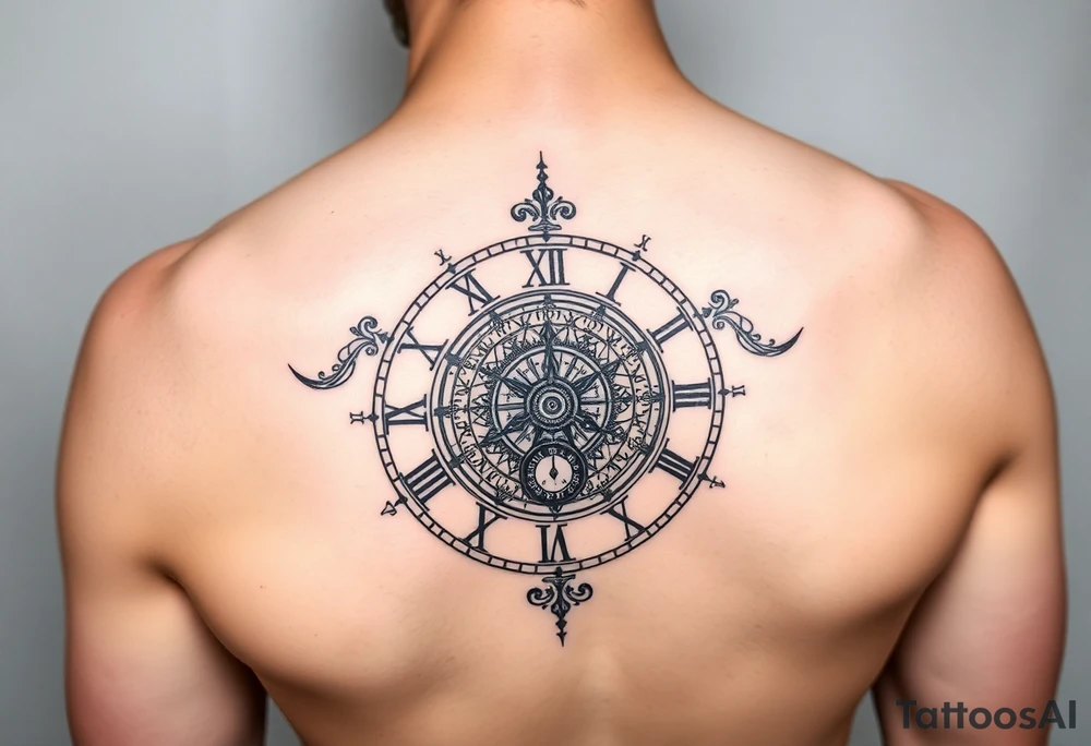 vintage roman numerals within ornate clockwork mechanism tattoo idea