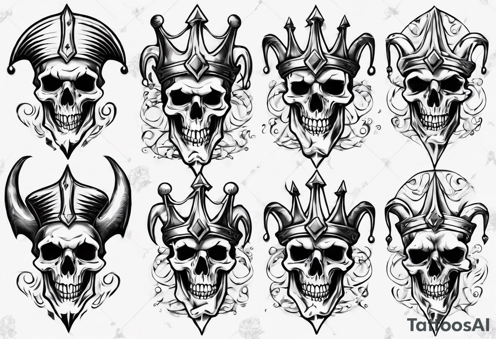 Court jester skull tattoo idea