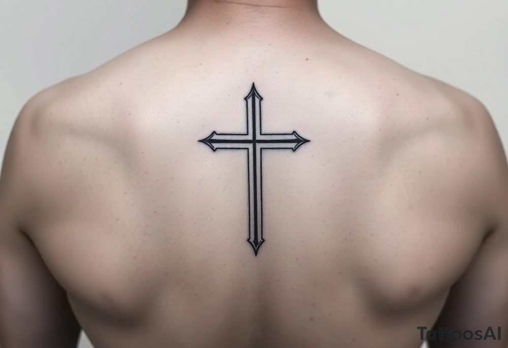 thin lines of a cross, simple, clean tattoo idea
