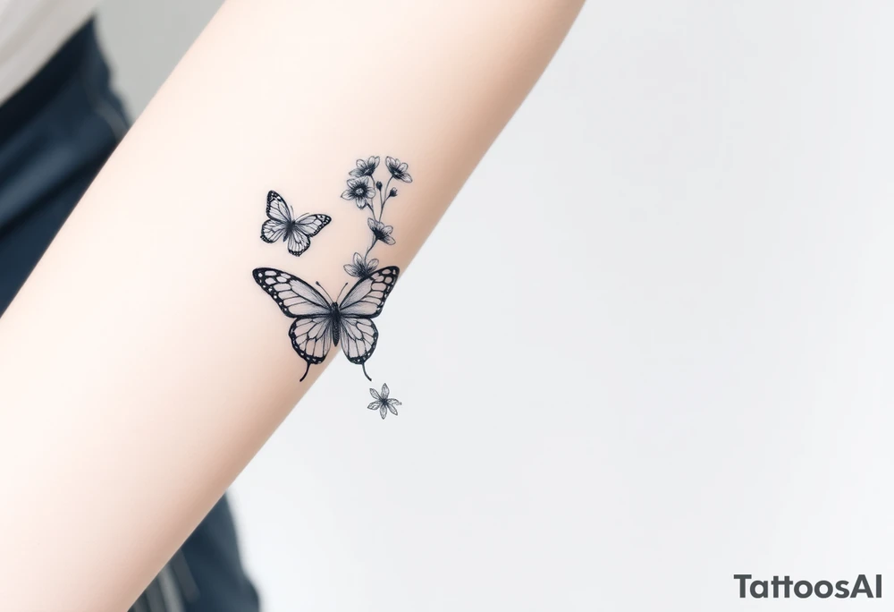 spring violet flowers and butterflies, more butterfly, and sprinkels, flower are violet il want long for arm tattoo idea