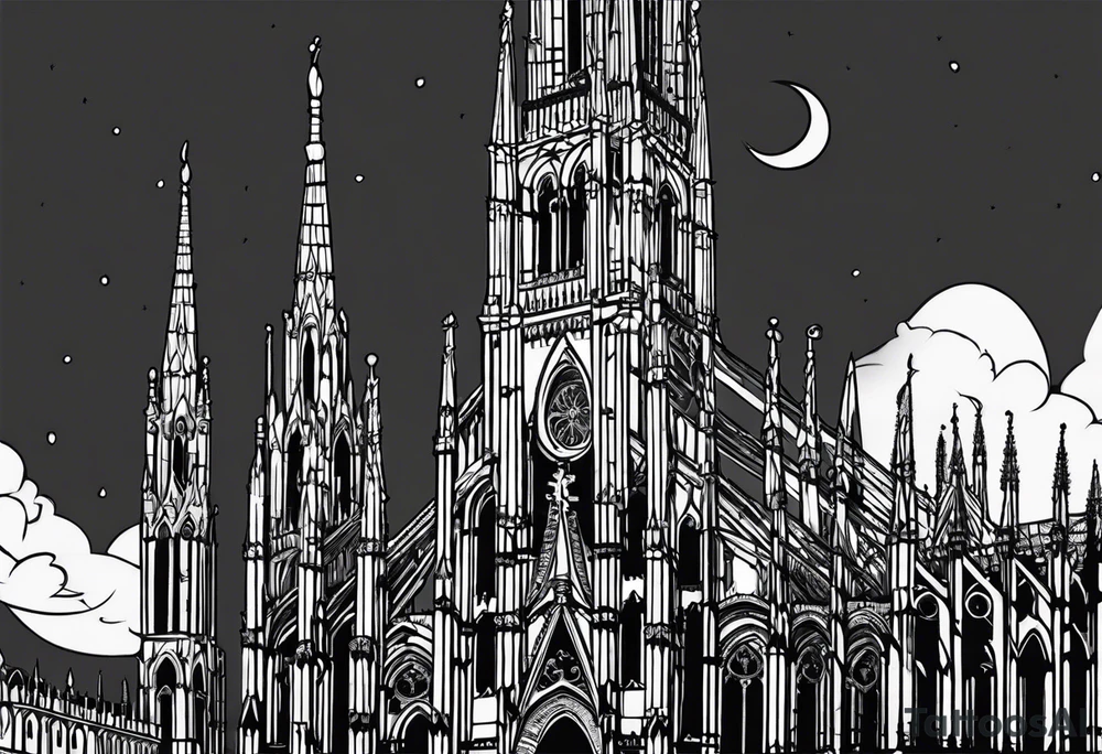 jack skellington on the spire of the Milan cathedral tattoo idea