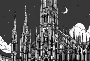 jack skellington on the spire of the Milan cathedral tattoo idea