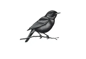 Male European Blackbird sitting on a branch tattoo idea tattoo idea
