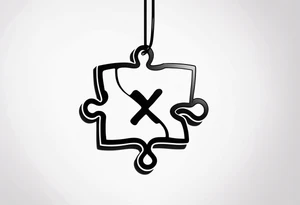 single puzzle piece as a charm hanging off one of the letters "to my favorite sister" tattoo idea