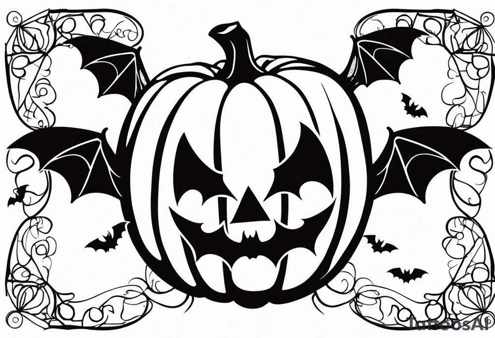 bats, pumpkin, hallowen tattoo idea