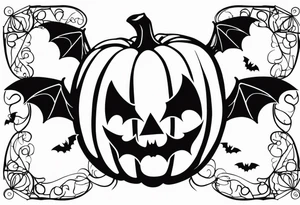 bats, pumpkin, hallowen tattoo idea