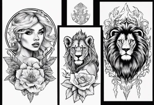 Elf taming an lion tattoo idea