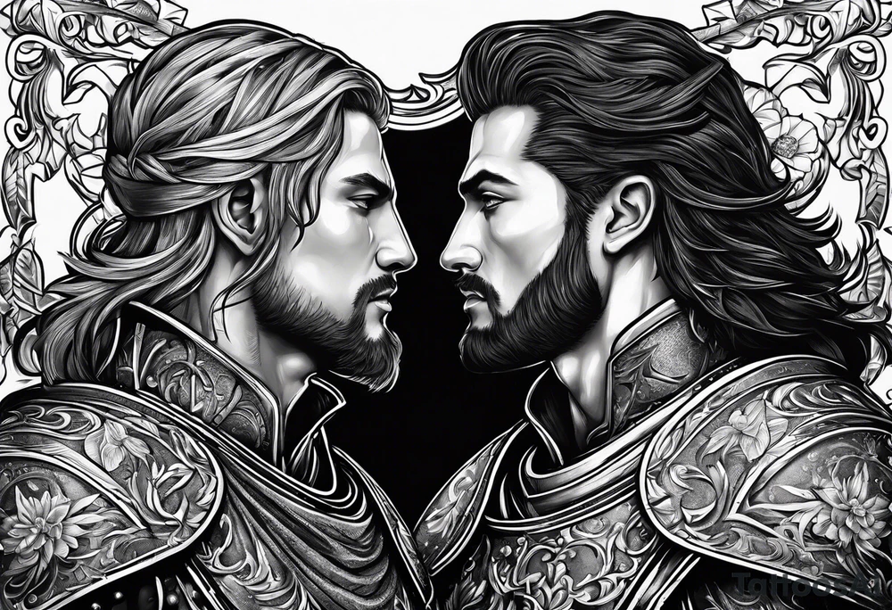 two male knights in love tattoo idea