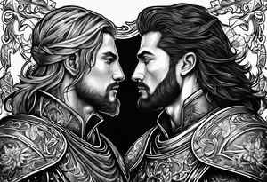two male knights in love tattoo idea