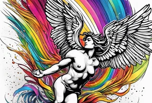 icarus greek design falling into an rainbow tattoo idea