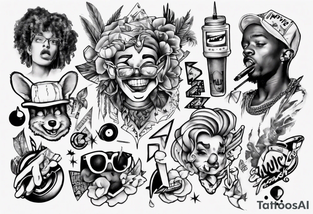 90s Nick tunes collage tattoo idea