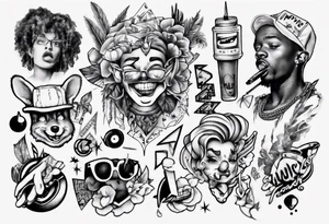 90s Nick tunes collage tattoo idea