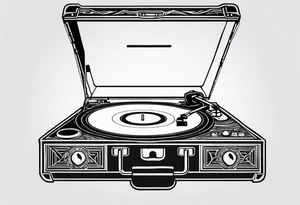 A recordplayer fineline minimalistic outline only tattoo idea