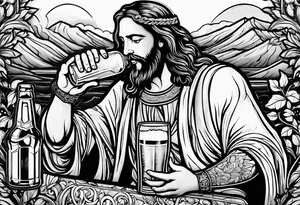 jesus drinking beer tattoo idea