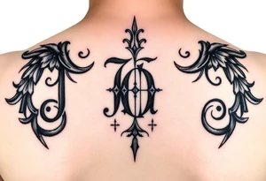 J O initials made from blindfold tattoo idea