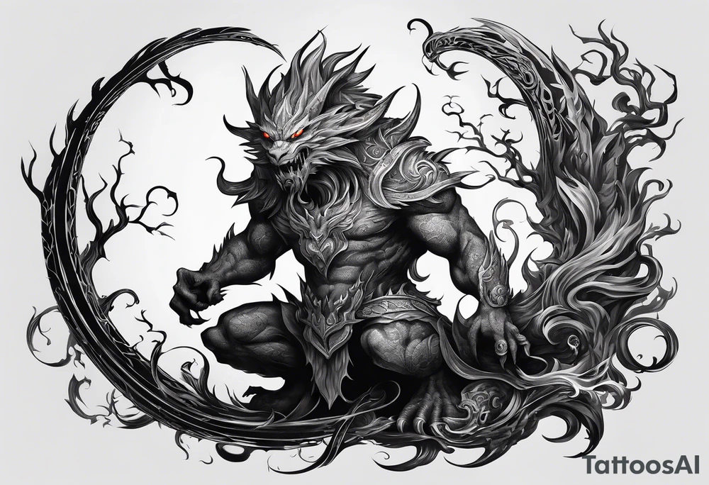 shadow monster sitting tattoo idea