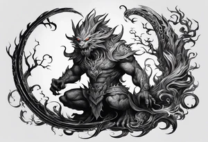 shadow monster sitting tattoo idea