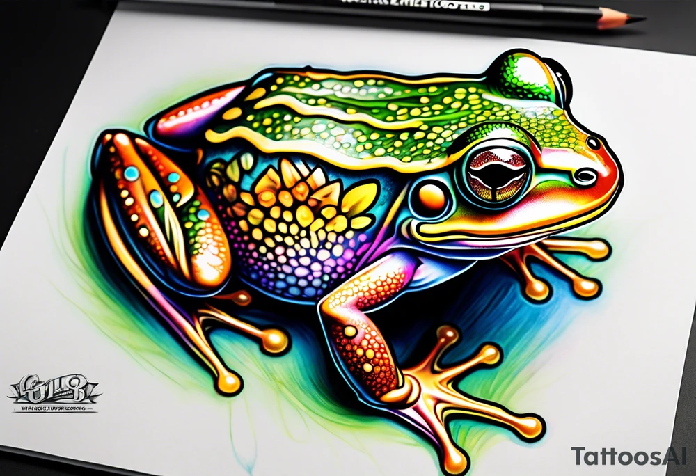 a psychedelic frog tattoo idea