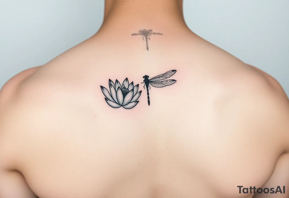 Lotus flower and dragonfly tattoo idea
