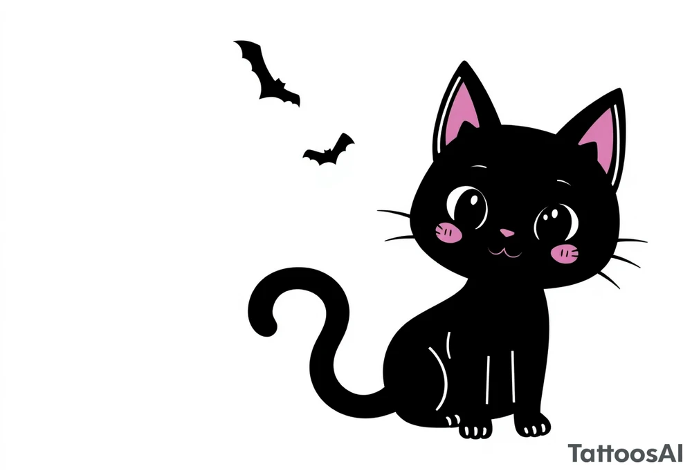 Adorable Halloween black cat tattoo idea