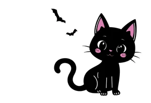 Adorable Halloween black cat tattoo idea